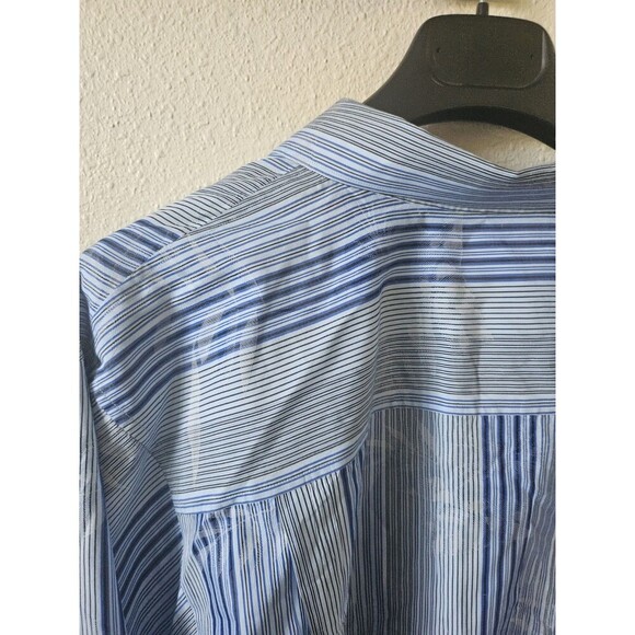 Tommy Bahama Men's, Died Striped Long Sleeve Silk Shirt, Aqua Ice, Size XL. - Picture 12 of 12
